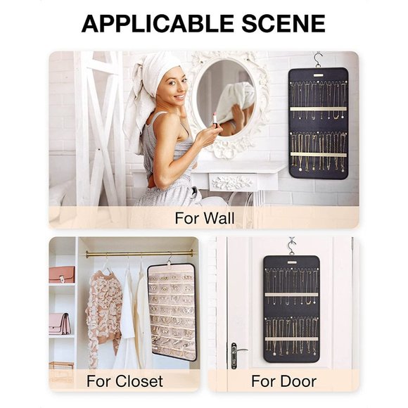 BAGSMART Hanging Jewelry Organizer Storage Roll with Hanger Metal Hooks … - Picture 6 of 9